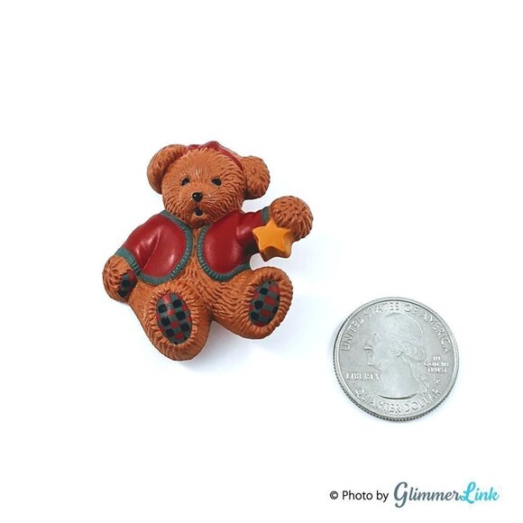 Vintage 1990s Hallmark Holiday Bear Plastic Brooch - Picture 2 of 7